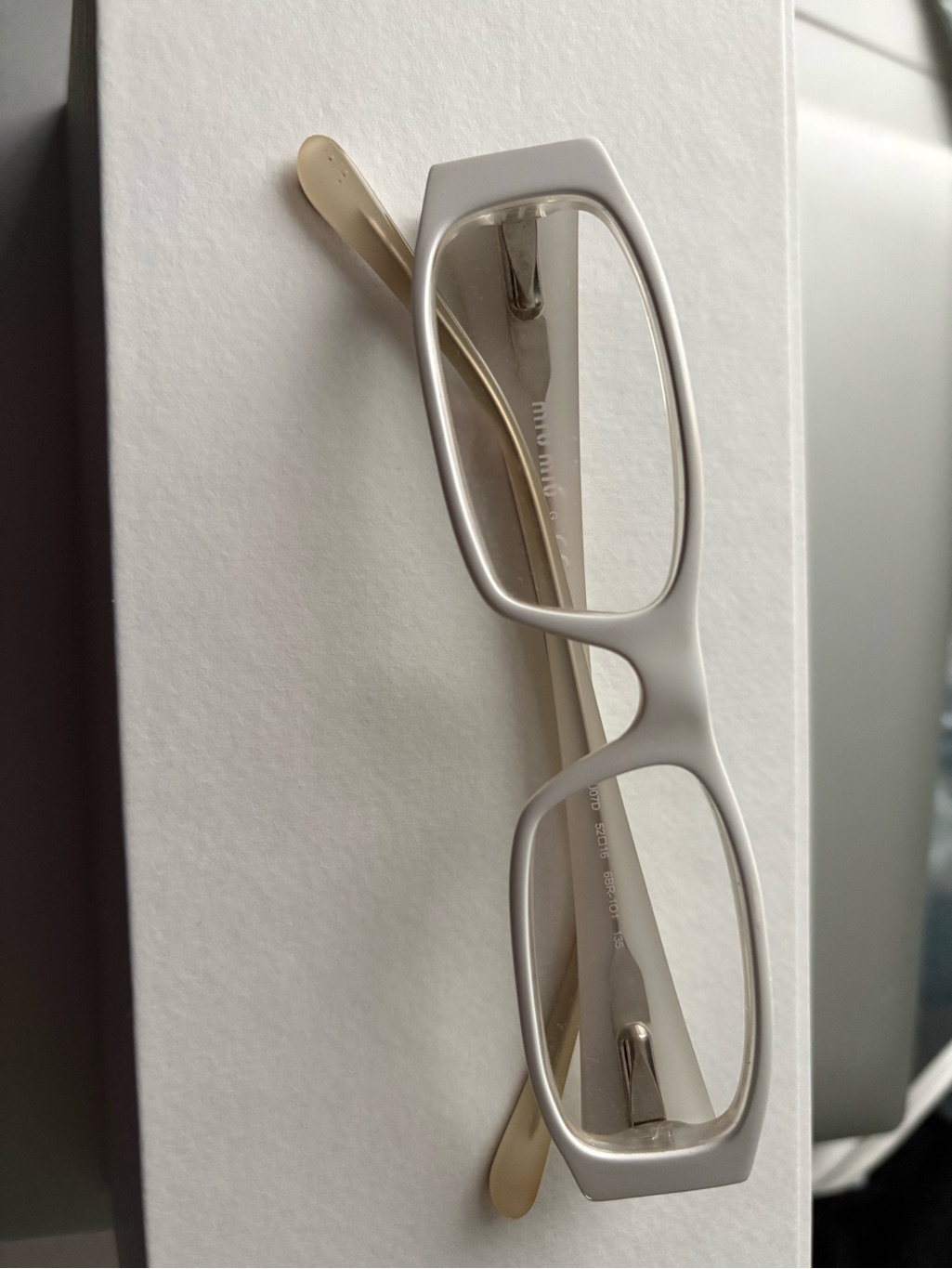 Miu Miu White Rectangular Eyeglass Frames